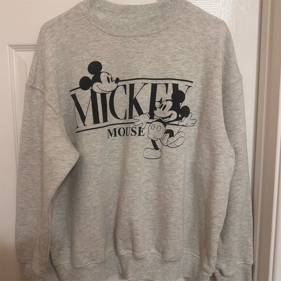Disney Mickey Mouse Sweatshirt Unisex Adults XL Gray Crewneck Pullover - Picture 1 of 3